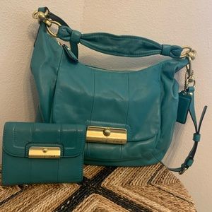 Coach Kristen w/wallet teal leather